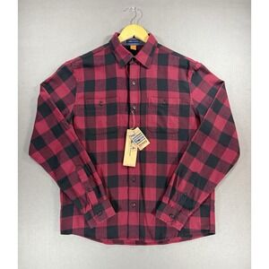 NWT Tailor Vintage Luxe Performance Flannel Mens Medium Red Black Buffalo Plaid